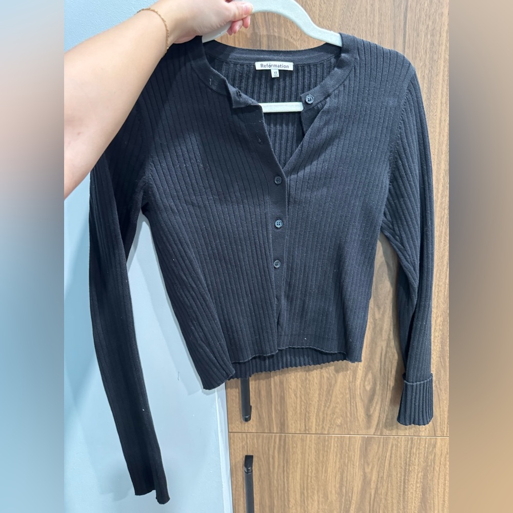 Reformation Ribbed Button-Up Cardigan
